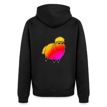 Wolly Sheepling Rainbow Retro wave Gaming - Unisex Premium Bio Zip Hoodie - Schwarz - Hinten - Nico (187cm)