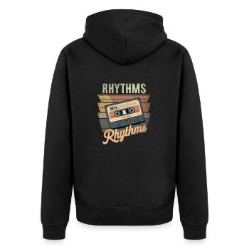 80er Jahre Rhythmus Kassette - Unisex Premium Bio Zip Hoodie - Schwarz - Hinten - Nico (187cm)