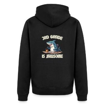 3. Klasse ist Jawsome 300 - Unisex Premium Bio Zip Hoodie - Schwarz - Hinten - Nico (187cm)