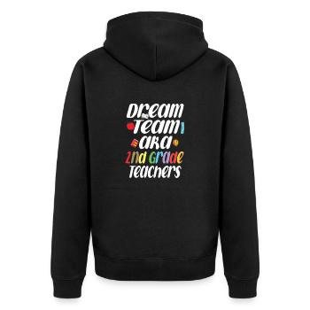 Dream Team AKA Lehrer der 2. Klasse - Unisex Premium Bio Zip Hoodie - Schwarz - Hinten - Nico (187cm)