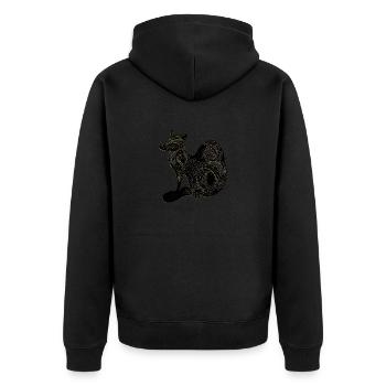 Der Glänzende Fuchs The Shining Fox - Unisex Premium Bio Zip Hoodie - Schwarz - Hinten - Nico (187cm)