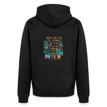 Dans mes pensées avec mes plantes - Veste à capuche bio Premium Unisexe - noir - Dos - Nico (187cm)
