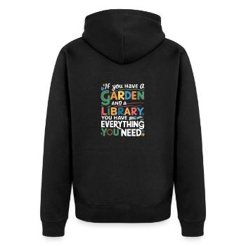 Jardin et bibliothèque – tout ce dont vous avez besoin - Veste à capuche bio Premium Unisexe - noir - Dos - Nico (187cm)