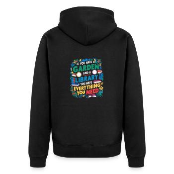 Le jardin et les livres, le vrai bonheur - Veste à capuche bio Premium Unisexe - noir - Dos - Nico (187cm)