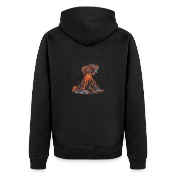Vulkan – Asche, Lava und Feuer - Unisex Premium Bio Zip Hoodie - Schwarz - Hinten - Nico (187cm)