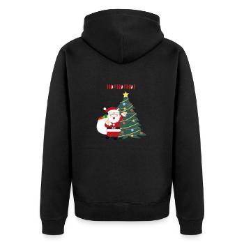 HO HO HO Weihnachten - Unisex Premium Bio Zip Hoodie - Schwarz - Hinten - Nico (187cm)