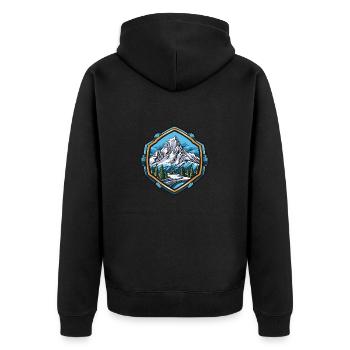 Berge Mountains - Unisex Premium Bio Zip Hoodie - Schwarz - Hinten - Nico (187cm)