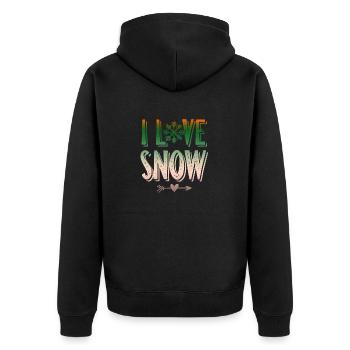 I Love Snow - Unisex Premium Bio Zip Hoodie - Schwarz - Hinten - Nico (187cm)