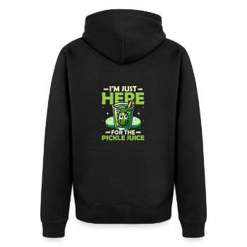 I'm Just Here For The Pickle Juice Pickle Vegan Cu - Unisex Premium Bio Zip Hoodie - Schwarz - Hinten - Nico (187cm)