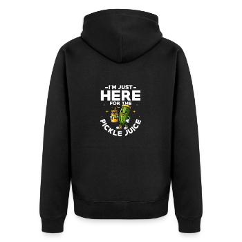 I'm Just Here For The Pickle Juice Cucumber Vegan - Unisex Premium Bio Zip Hoodie - Schwarz - Hinten - Nico (187cm)