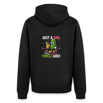 Just A Girl Who Loves Pickle Juice Cucumber Vegan - Unisex Premium Bio Zip Hoodie - Schwarz - Hinten - Nico (187cm)