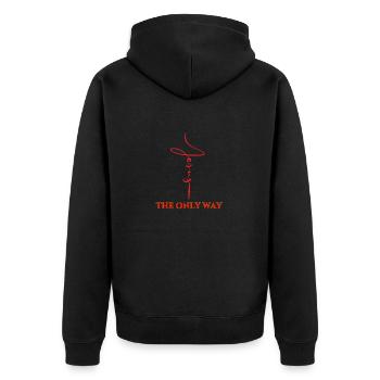Jesus The Only Way - Unisex Premium Organic Zip Hoodie - black - Back - Nico (187cm)