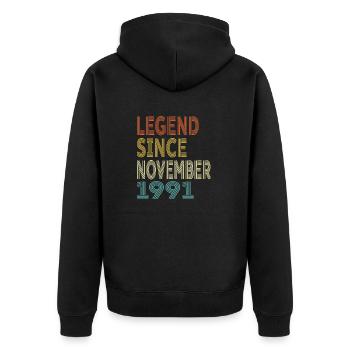 Vintage Legend Since November 1991, 33rd birthday - Unisex Premium Organic Zip Hoodie - black - Back - Nico (187cm)