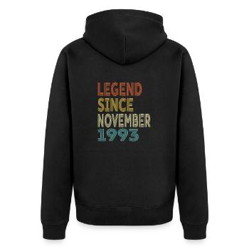 Vintage Legend Depuis novembre 1993, 31ème anniversaire - Veste à capuche bio Premium Unisexe - noir - Dos - Nico (187cm)