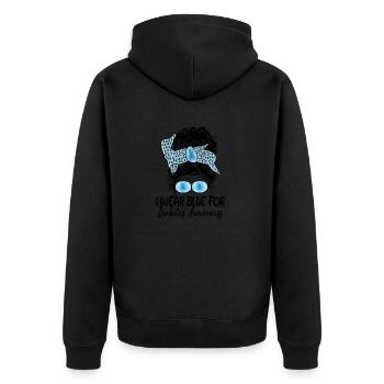 Je porte du bleu pour le chignon de sensibilisation au diabète - Veste à capuche bio Premium Unisexe - noir - Dos - Nico (187cm)