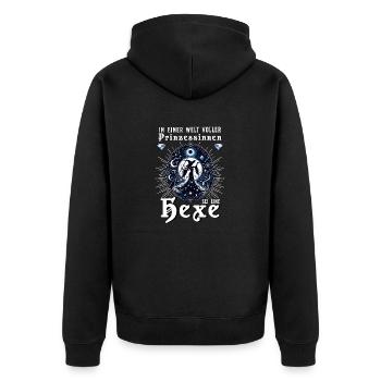 In einer Welt voller Prinzessinnen sei eine Hexe - Unisex Premium Bio Zip Hoodie - Schwarz - Hinten - Nico (187cm)
