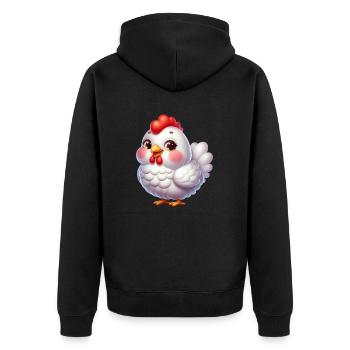 Chicken / Hünchen - Unisex Premium Bio Zip Hoodie - Schwarz - Hinten - Nico (187cm)