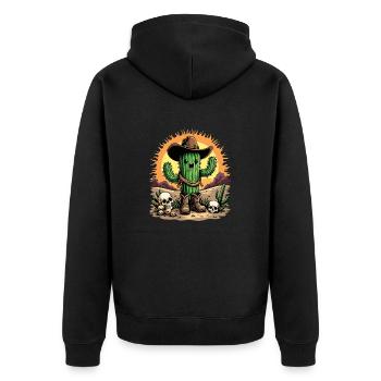 KAKTUS COWBOY - Unisex Premium Bio Zip Hoodie - Schwarz - Hinten - Nico (187cm)