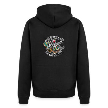 Just Chillin' Bone Style Happy Skeleton Dead Bones - Unisex Premium Organic Zip Hoodie - black - Back - Nico (187cm)