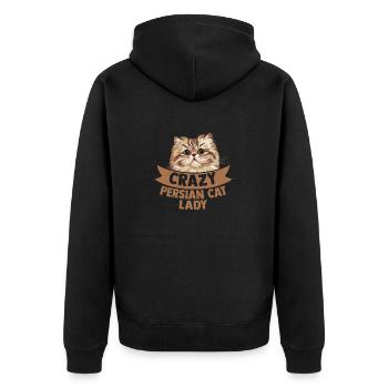 Crazy Persian Cat Lady Mother Kitten Cat - Unisex Premium Bio Zip Hoodie - Schwarz - Hinten - Nico (187cm)