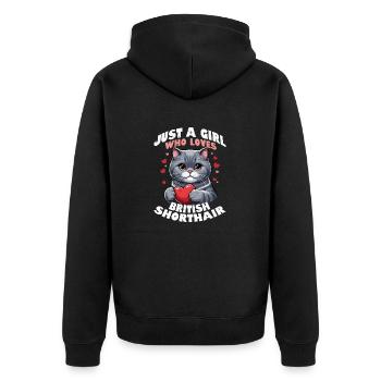 Juste une fille qui aime le chaton chat à poil court britannique - Veste à capuche bio Premium Unisexe - noir - Dos - Nico (187cm)
