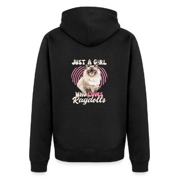 Just A Girl Who Loves Ragdolls Mother Kitten Cat - Unisex Premium Bio Zip Hoodie - Schwarz - Hinten - Nico (187cm)