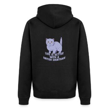 Vivre c’est mieux avec un propriétaire de chat britannique à poil court - Veste à capuche bio Premium Unisexe - noir - Dos - Nico (187cm)