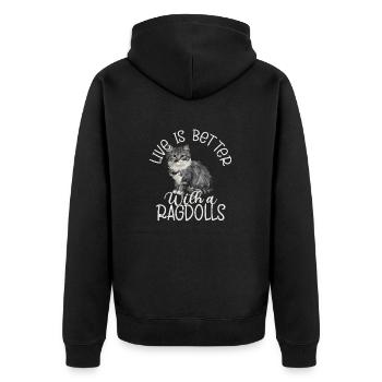 Live Is Better With A Ragdolls Cat Owner Kitten - Unisex Premium Bio Zip Hoodie - Schwarz - Hinten - Nico (187cm)
