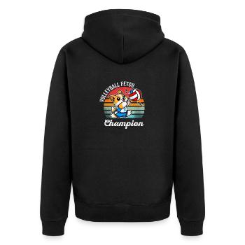 Volleyball Fetch Champion Funny Corgi Dog Humor - Unisex Premium Organic Zip Hoodie - black - Back - Nico (187cm)