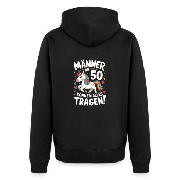 50. Geburtstag Mann 50 Jahre Deko Lustig Geschenk - Unisex Premium Bio Zip Hoodie - Schwarz - Hinten - Nico (187cm)