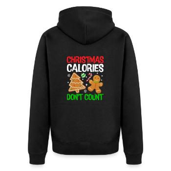 Christmas Calories Don't Count Gingerbread Cookie - Unisex Premium Bio Zip Hoodie - Schwarz - Hinten - Nico (187cm)