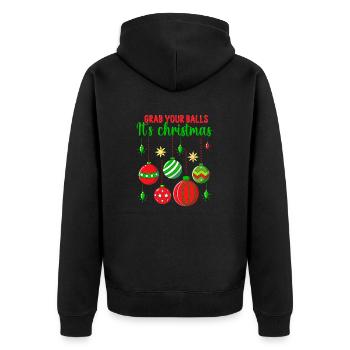 Attrapez vos couilles C’est des boules de sapin de Noël - Veste à capuche bio Premium Unisexe - noir - Dos - Nico (187cm)