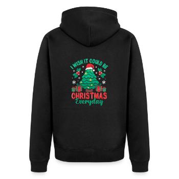 I Wish It Could Be Christmas Everyday Tree Santa - Unisex Premium Bio Zip Hoodie - Schwarz - Hinten - Nico (187cm)