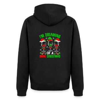 I'm Dreaming Of A Wine Christmas Naughty Spirit - Unisex Premium Bio Zip Hoodie - Schwarz - Hinten - Nico (187cm)