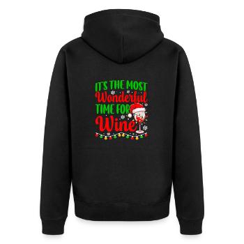 It's The Most Wonderful Time For Wine Christmas S - Unisex Premium Bio Zip Hoodie - Schwarz - Hinten - Nico (187cm)