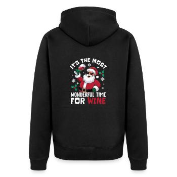It's The Most Wonderful Time For Wine Santa Christ - Unisex Premium Bio Zip Hoodie - Schwarz - Hinten - Nico (187cm)