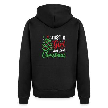 Just A Girl Who Loves Christmas Sister Holiday - Unisex Premium Bio Zip Hoodie - Schwarz - Hinten - Nico (187cm)