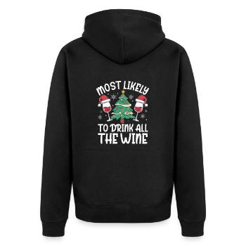 Most Likely To Drink All The Wine Christmas Drinki - Unisex Premium Bio Zip Hoodie - Schwarz - Hinten - Nico (187cm)