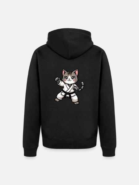 KARATECAT - Unisex Premium Organic Zip Hoodie - black