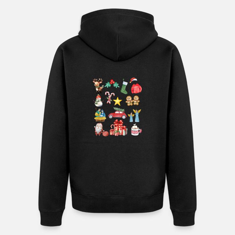 Symboles de Noël - Veste à capuche bio Premium Unisexe - noir