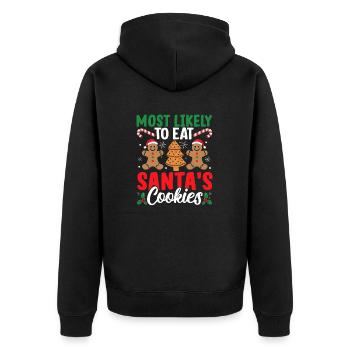 Le plus susceptible de manger des biscuits de Noël du Père Noël Naugh - Veste à capuche bio Premium Unisexe - noir - Dos - Nico (187cm)