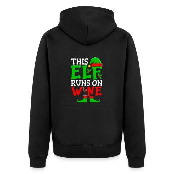 This Elf Runs On Wine Christmas Spirit - Unisex Premium Organic Zip Hoodie - black - Back - Nico (187cm)