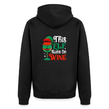 This Elf Runs On Wine Spirit Christmas - Unisex Premium Organic Zip Hoodie - black - Back - Nico (187cm)