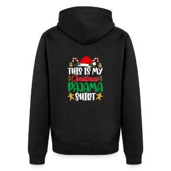 This Is My Christmas Pajama Shirt Nap Sleep Santa - Unisex Premium Bio Zip Hoodie - Schwarz - Hinten - Nico (187cm)