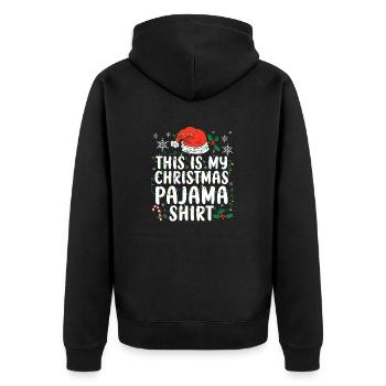 This Is My Christmas Pajama Shirt Santa Nap Sleep - Unisex Premium Organic Zip Hoodie - black - Back - Nico (187cm)