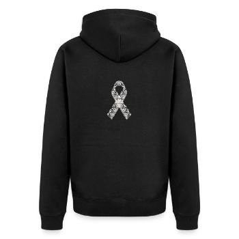 Elegantes Spitzenmuster Awareness Ribbon Elegant - Unisex Premium Bio Zip Hoodie - Schwarz - Hinten - Nico (187cm)