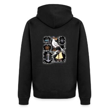 marin marin mouette ancre bateau ahoy - Veste à capuche bio Premium Unisexe - noir - Dos - Nico (187cm)