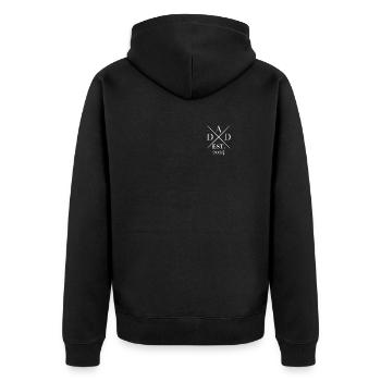 Papa Vater Dad 2024 Geschenk - Unisex Premium Bio Zip Hoodie - Schwarz - Hinten - Nico (187cm)