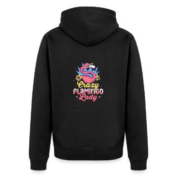 Crazy Flamingo Lady Oiseau rose mignon - Veste à capuche bio Premium Unisexe - noir - Dos - Nico (187cm)
