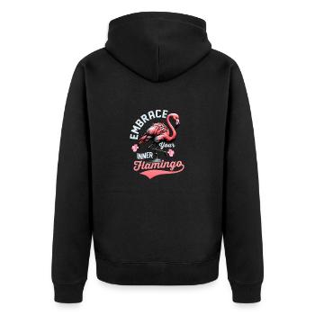 Embrassez votre oiseau rose flamant intérieur mignon - Veste à capuche bio Premium Unisexe - noir - Dos - Nico (187cm)